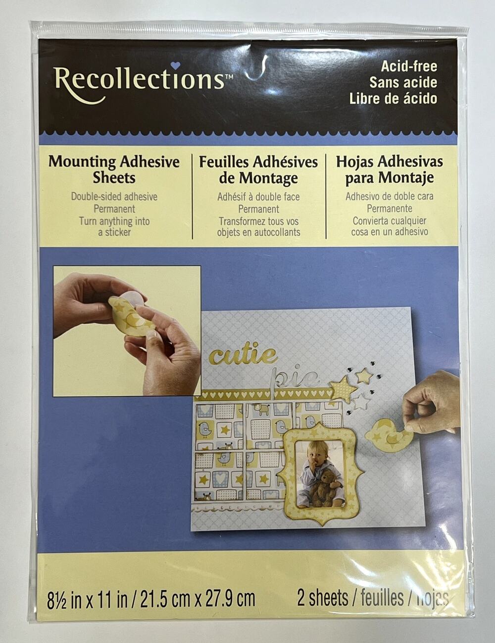 Recollections Adhesive Mounting Sheets Double Sided 2 Sheets 8.5 X 11 Acid Free